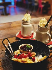 Close-up of food on table in restaurant