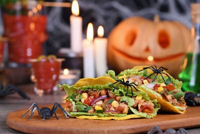 Close-up of food on table