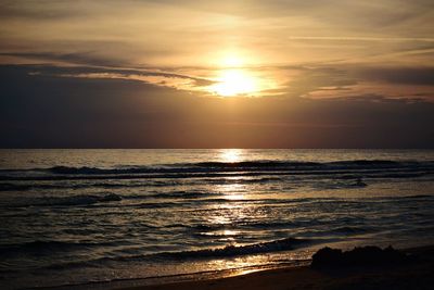 Scenic view of sea at sunset