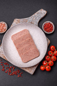 High angle view of food on table