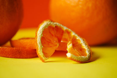 Close-up of orange on table