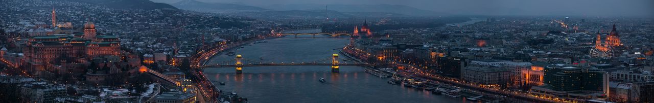 Illuminated cityscape at night