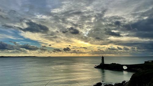 Scenic view of sea against sky during sunset