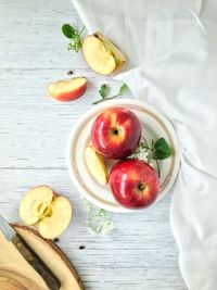 High angle view of fruits on table