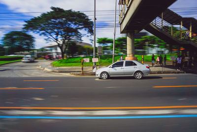 Cars on street in city