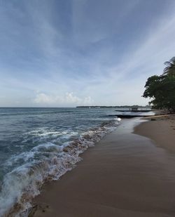 Scenic view of beach against sky