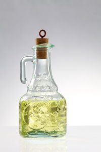 Cooking oil in the glass bottle