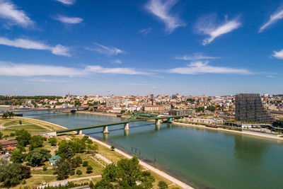 Old bridge on river sava in belgrade, serbia