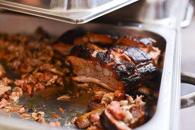 Close-up of meat in plate