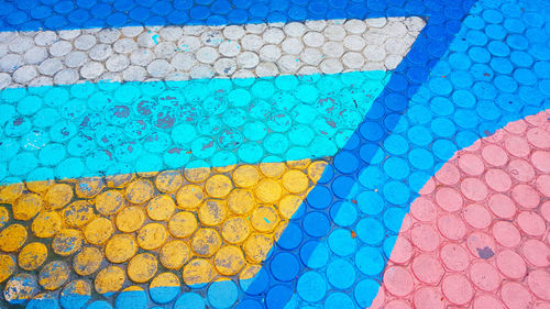 Full frame shot of multi colored footpath