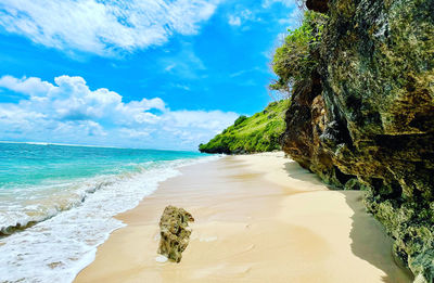 Scenic view of beach against sky