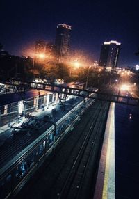 Illuminated cityscape at night