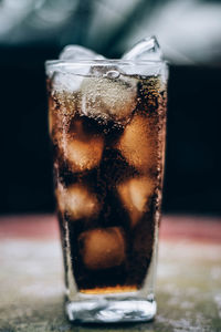 Close-up of ice cream in glass on table