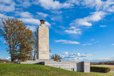 Low angle view of monument against sky