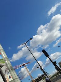 Low angle view of built structure against blue sky