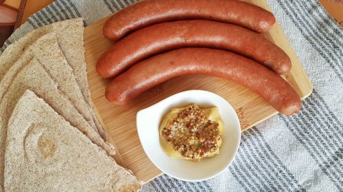 High angle view of food on table