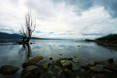 Scenic view of lake against sky