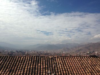 High angle view of townscape against sky