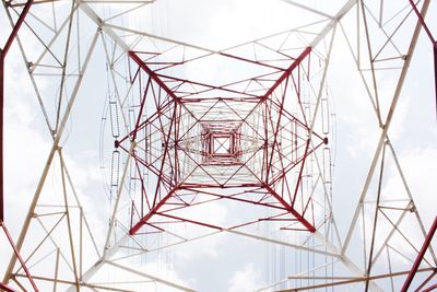 Low angle view of electricity pylon against sky