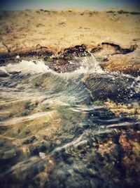 Waves splashing on shore