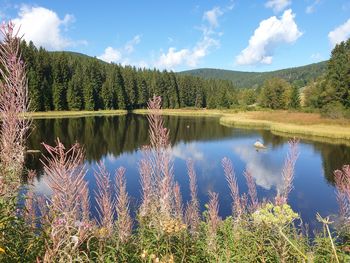 Scenic view of lake against sky