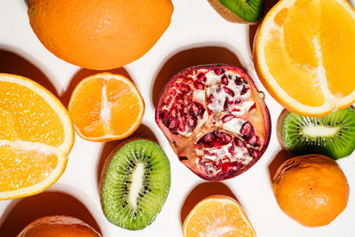 High angle view of sliced lemons on table