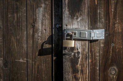 Lock on wooden door