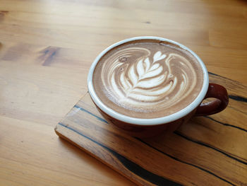 High angle view of coffee on table