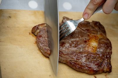 Close-up of person preparing food