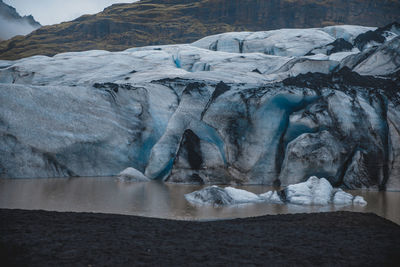 Lake against snowcapped mountain