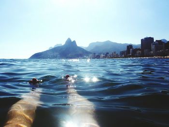 Scenic view of sea against clear sky