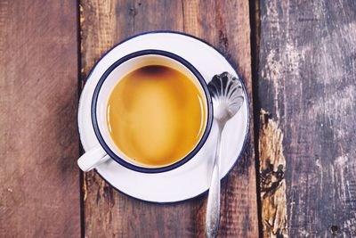 High angle view of tea on table