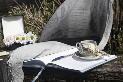 Coffee cup on table