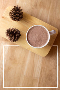 High angle view of coffee on table