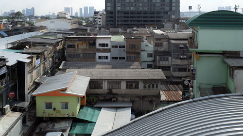 High angle view of residential buildings