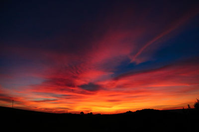 Low angle view of dramatic sky during sunset