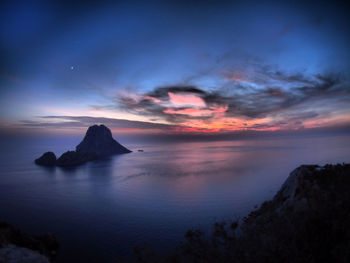 View of calm sea at sunset