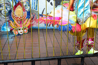 Close-up of multi colored umbrellas