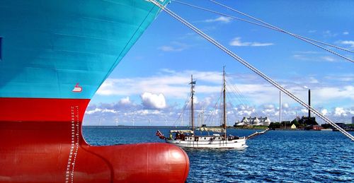 Boat sailing in sea