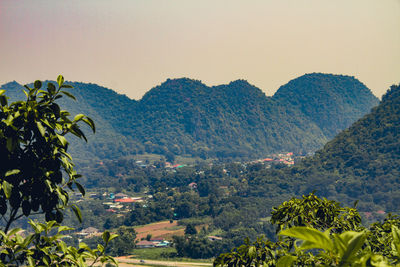 Scenic view of mountains against clear sky