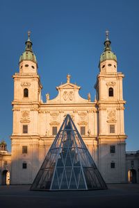 The salzburg cathedral captured in beautiful sunset light, salzburg, austria.