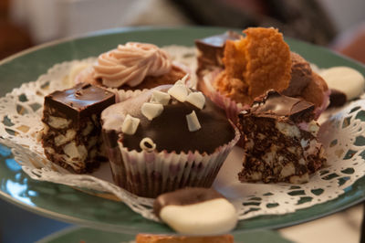 Close-up of cupcakes on table