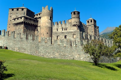 Low angle view of historic building against sky