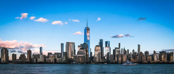 Modern buildings in city against sky,new york