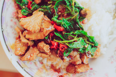 High angle view of meal served in plate