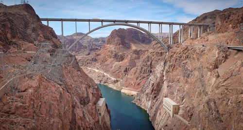 Bridge over river from atop hoover dam