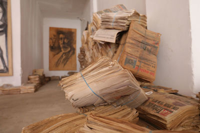 Close-up of books on table