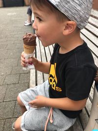 Full length of boy holding ice cream