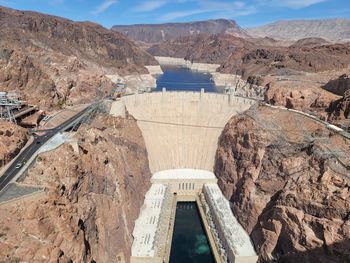 Top view from bridge facing hoover dam