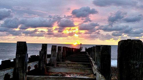 Scenic view of sunset over sea